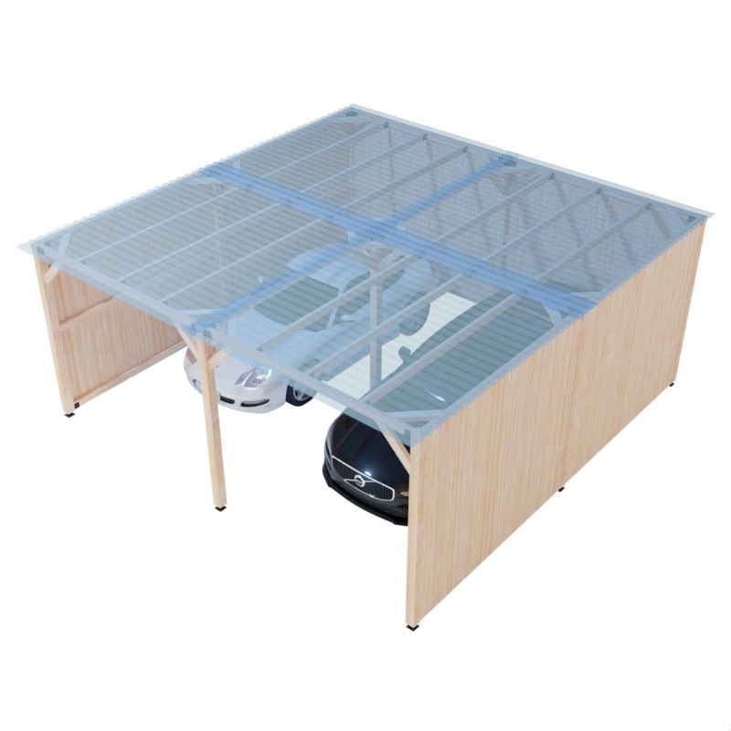 6x6 m Carport with Wooden Panels
