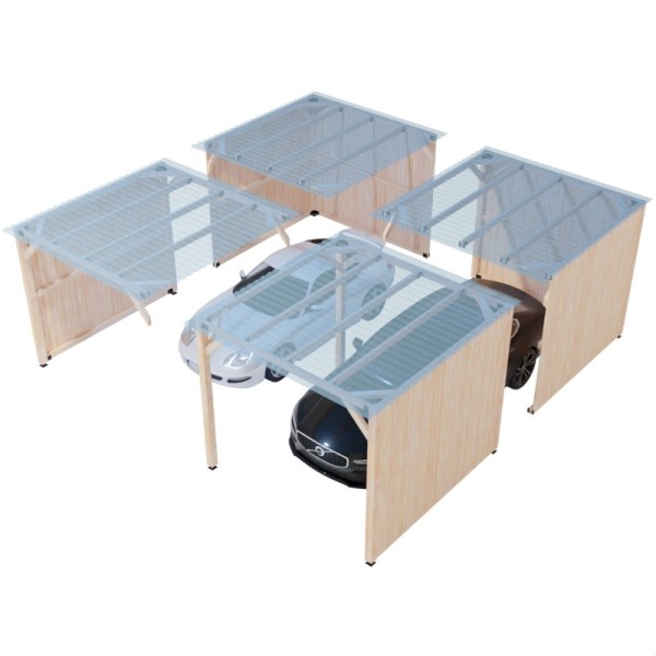 6x6 m Carport with Wooden Panels