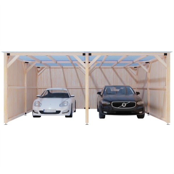 6x6 m Carport with Wooden Panels