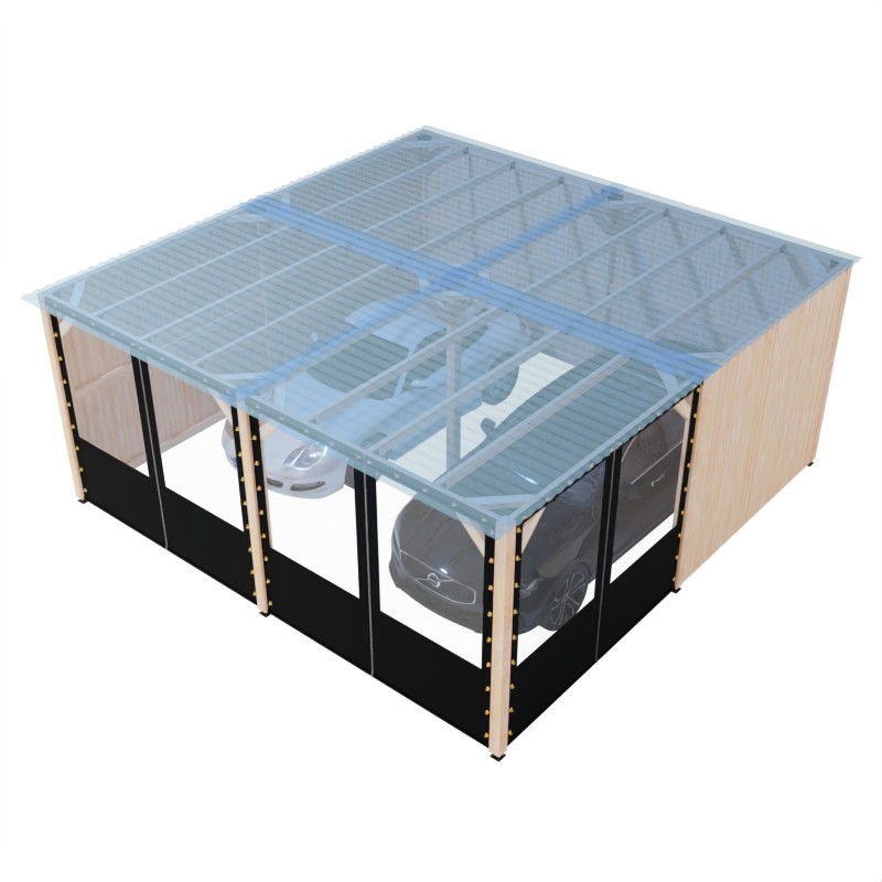 Dual Car Canopy – Wood and Tarpaulin Combination