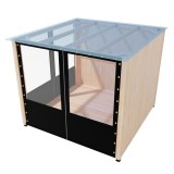 3x3 m Pergola with Two Wooden Panels and Tarpaulin