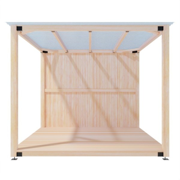 Pergola 3x3m with Wooden Panels and Roof Cover