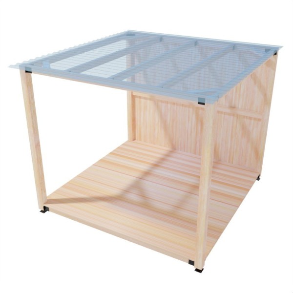 Pergola 3x3m with Wooden Panels and Roof Cover